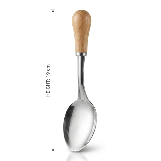 Steel spoon with a wooden handle