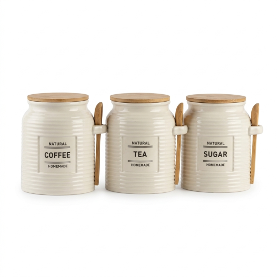 Porcelain Spice Jar Set - 3 Pcs