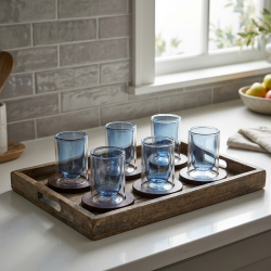 Glass Cups And Saucer Set 6 Pcs