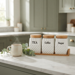Ceramic Jar Set With Base 3 Pieces