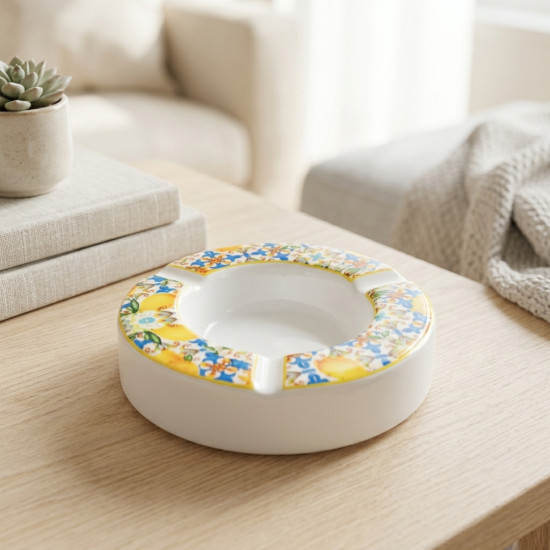Lemon Pattern Ceramic Ashtray Medium