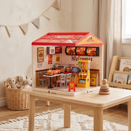 Fast Food Shop Dollhouse Set 125 Pieces