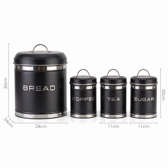 Bread Box And 3 Canisters Set