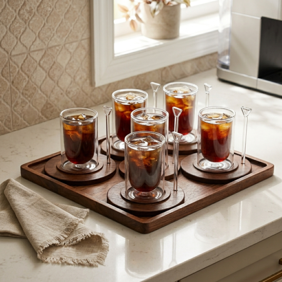Glass Cups And Saucer Set 6 Pcs