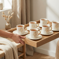 Coffee Cup and Saucer Set - 6 Pcs