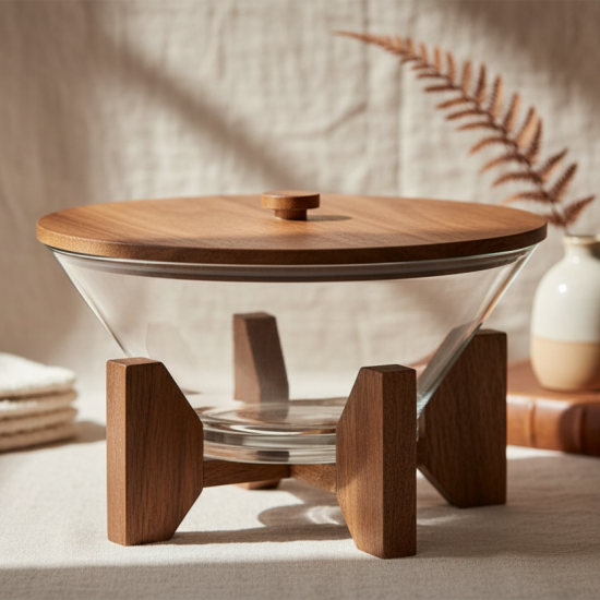 Plastic And Wood Bowl 3.2L