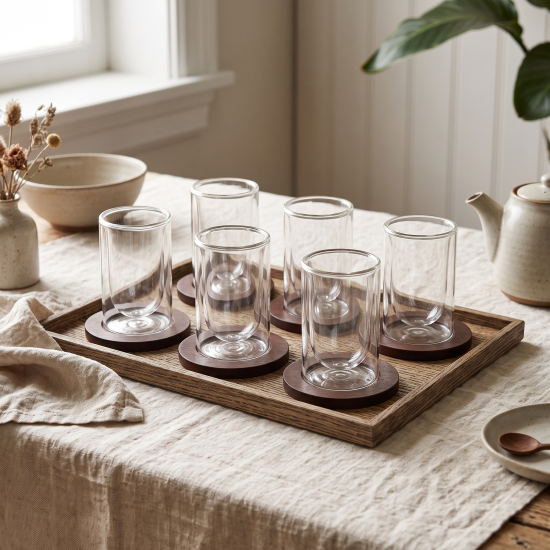 Glass Cups And Saucer Set 6 Pcs
