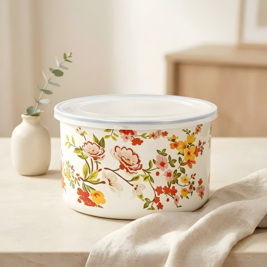 Floral Pattern Metal Tupperware Set - 5 Pcs