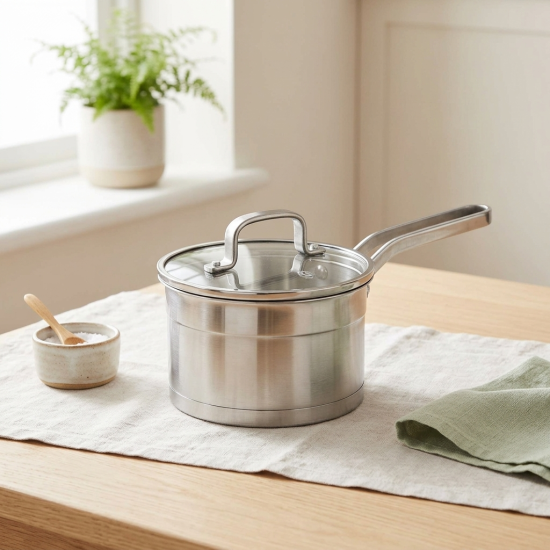 Double Stainless Steel Saucepan with a handle 16 cm