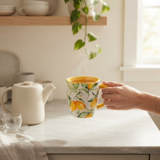 Lemon Pattern Porcelain Mug