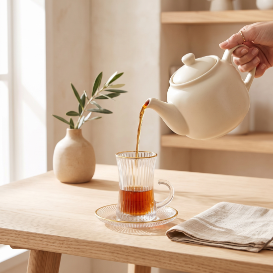 Tea Glass Cups And Saucer Set 6 Pcs