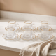 Glass Coffee Cup and Saucer Set - 6 Pcs