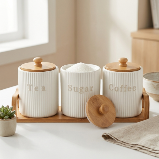 Porcelain Spice Jar Set - 3 Pcs