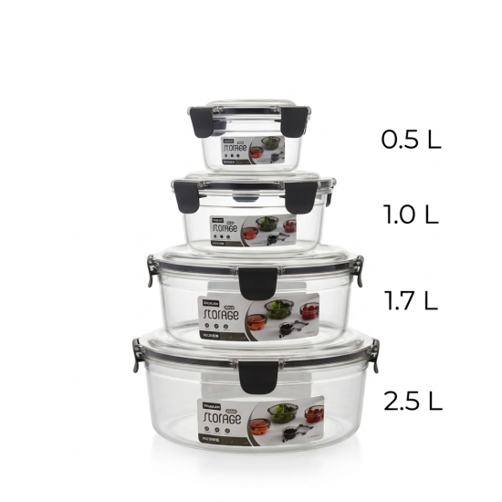 Plastic Tupperware Set - 4 Pcs