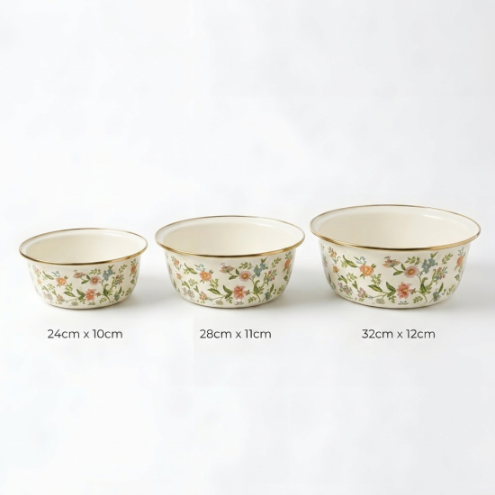 Flowers Pattern Basin Set - 3 Pcs