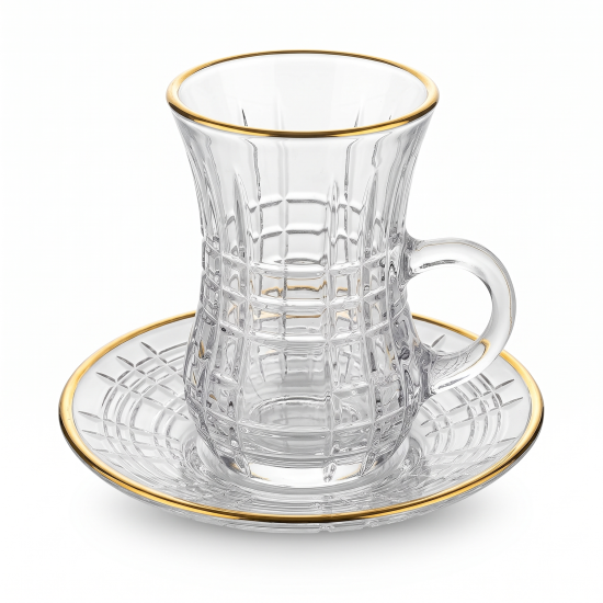 Tea Glass Cups And Saucer Set 6 Pcs