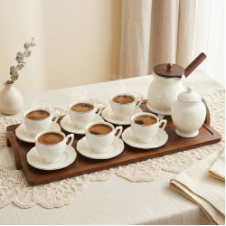 Coffee Cups 6 Pcs With Tray, Coffee Pot & Sugar Pot