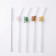 Glass Straws And Cleaning Brush- 5 Pcs