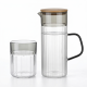 Glass Jug with Wooden Lid And Cup