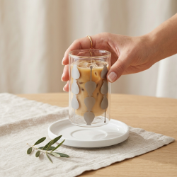 Glass Cups And Saucer Set 6 Pcs