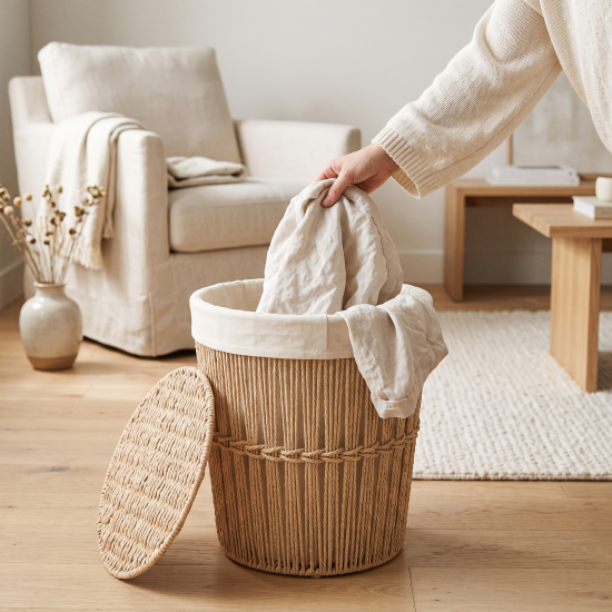Straw Laundry Basket S