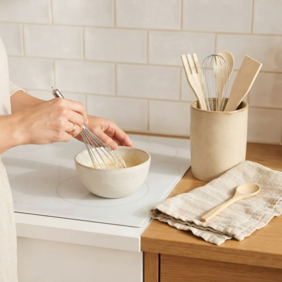 Kitchen Utensils 4 Pcs & Ceramic Holder Set