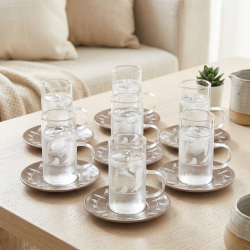 Glass Cups And Saucer Set 6 Pcs