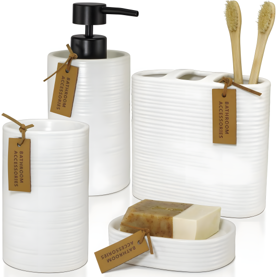 Ceramic Bathroom Set - 4 Pcs