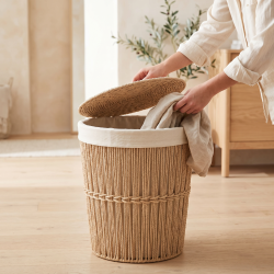 Straw Laundry Basket Large