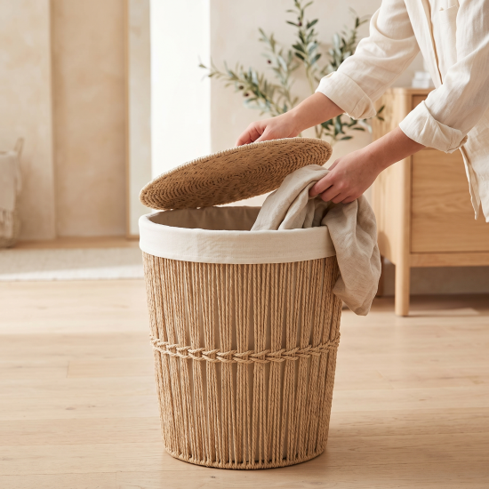 Straw Laundry Basket Large