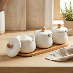 Porcelain Spice Jar Set - 3 Pcs