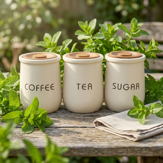 Porcelain Spice Jar Set - 3 Pcs