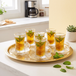 Tea Glass Cups And Saucer Set 6 Pcs