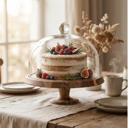 Serving Platter With Wooden Base