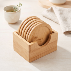 Wooden Coaster Set 6 Pcs