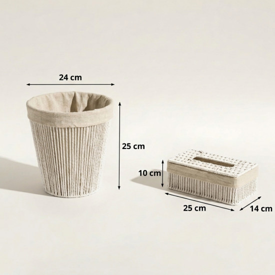 Straw Trash Can & Tissue Box