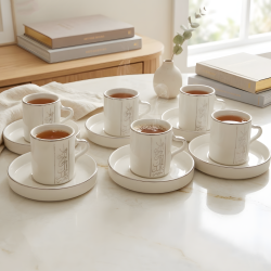 Tea Cup and Saucer Set - 6 Pcs