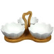 Porcelain Bowl 5.5 Inch Set with Wooden Stand 3 Pcs