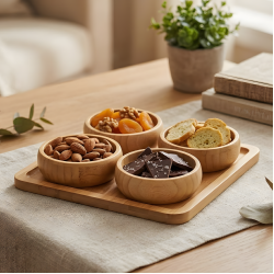 Wooden Serving Platter - 4 Pcs