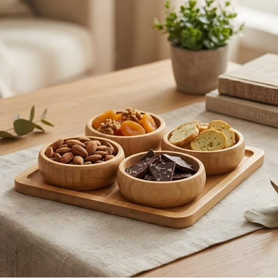 Wooden Serving Platter - 4 Pcs