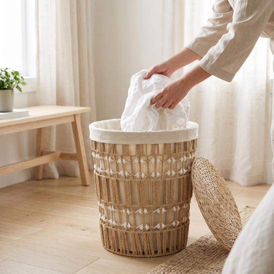 Straw Laundry Basket Large