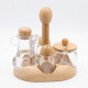 Wooden And Acrylic Oil Dispenser And Sugar Bowl 4 Pieces Wooden And Acrylic Oil Dispenser And Sugar Bowl 4 Pieces