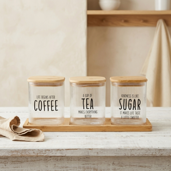 Glass Spice Jar Set - 3 Pcs	