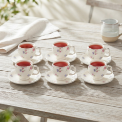 Coffee Cup and Saucer Set - 6 Pcs