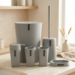 Plastic Bathroom Set - 6 Pcs