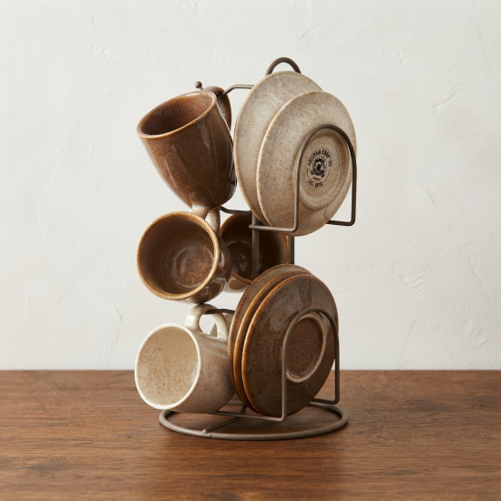 Ceramic Coffee Cup Set 12 Pcs With Stand