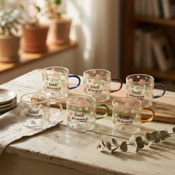 Glass Mug Set - 6 Pcs