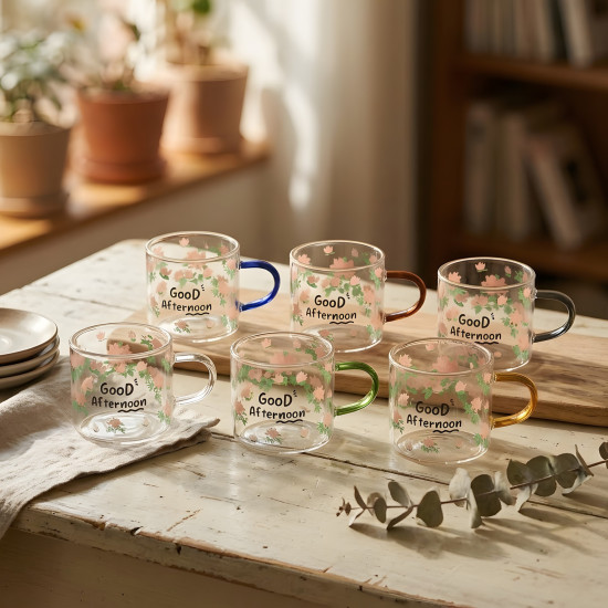 Glass Mug Set - 6 Pcs