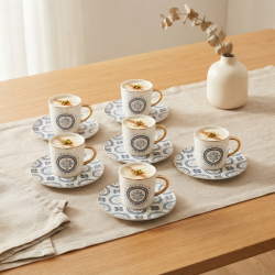 Coffee Cup and Saucer Set - 6 Pcs