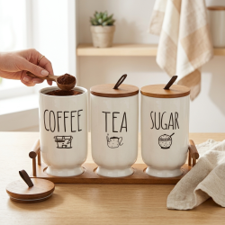 Porcelain Spice Jar Set - 3 Pcs